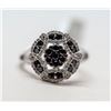 Image 1 : 34) 14KT WHITE GOLD BLACK DIAMOND RING. SIZE 7
