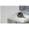 Image 2 : 34) 14KT WHITE GOLD BLACK DIAMOND RING. SIZE 7