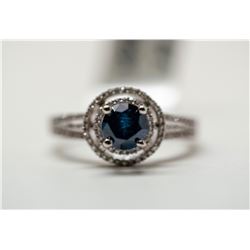 35)14KT WHITE GOLD COLORED BLUE DIAMOND RING