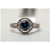 Image 1 : 35)14KT WHITE GOLD COLORED BLUE DIAMOND RING