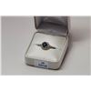 Image 2 : 35)14KT WHITE GOLD COLORED BLUE DIAMOND RING