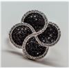 Image 1 : 36) 18KT WHITE GOLD BLACK DIAMOND RING. SIZE 7