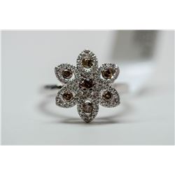 37) 14KT WHITE GOLD BROWN DIAMOND RING