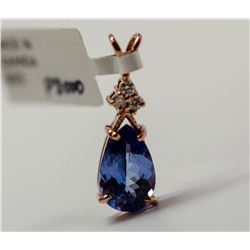 41) 14KT ROSE GOLD TANZANITE & DIAMOND PENDANT.