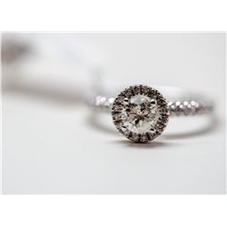 46) 14KT WHITE GOLD DIAMOND RING. SIZE 7