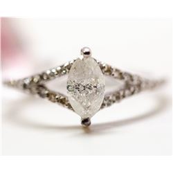 4) 14KT WHITE GOLD CUT DIAMOND RING, SIZE 6