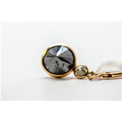7) 10KT YELLOW GOLD BLACK DIAMOND DROP EARRINGS
