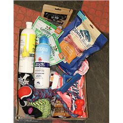 ASSORTED DOG SUPPLIES AND TREATS