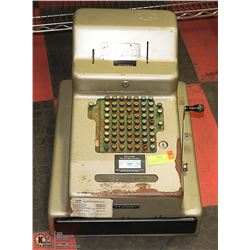 MCCASKEY VINTAGE CASH REGISTER (NO KEY, FULL OF