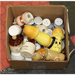BOX OF SALT AND PEPPER SHAKERS