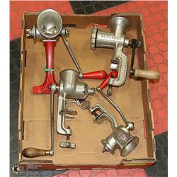 FLAT OF VINTAGE MEAT GRINDERS