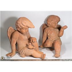 HEAVY TERRA COTTA  OUTDOOR ANGEL GARDEN STATUES -