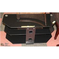BLACK GLASS & METAL 3-TIER MEDIA/TV