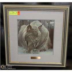 "DOZING LYNX" BY ROBERT BATEMAN FRAMED PICTURE