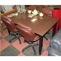 SOLID WOOD MARBLE TOP TABLE WITH 4