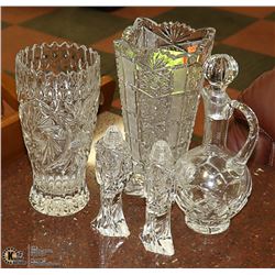 LOT OF 5 PINWHEEL CRYSTAL ORNAMENTS