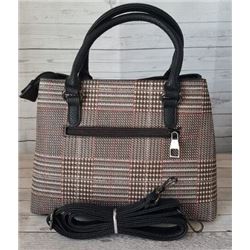 NEW BROWN/ WHITE/ RED PLAID TWEED LADIES PURSE