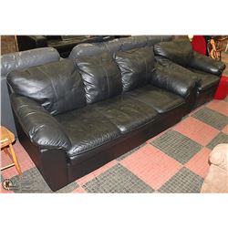 BLACK LEATHERETTE SOFA & CHAIR SET