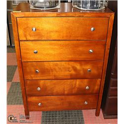 SOLID WOOD 5-DRAWER DRESSER W/BRUSHED