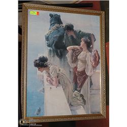 GOLD FRAMED PICTURE OF 3 LADIES, 26 X 34