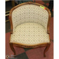 VINTAGE FRUIT WOOD FRENCH PROVINCIAL CARVED CHAIR