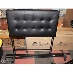 BLACK PADDED LEATHERETTE SINGLE BED