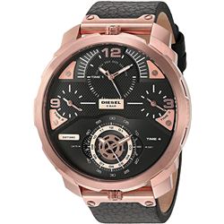 NEW DIESEL 56MM ROSE GOLD BLACK DIAL MSRP $455