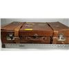 Image 1 : ANTIQUE LEATHER SUITCASE W/OLD WORLDWIDE STICKERS