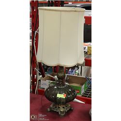 VINTAGE GLASS AND METAL TABLE LAMP