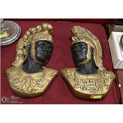 LOT OF 2 CERAMIC SPARTAN WALL HANGINGS