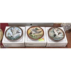 LOT UP 3 3-D COLLECTOR PLATES WATERFOWL THEMED