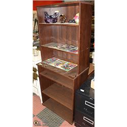 BROWN WOOD 5-SHELF BOOKCASE