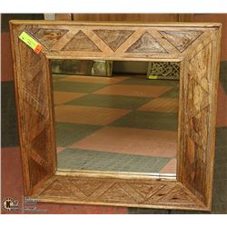 WOOD FRAMED MIRROR, 24 X 24