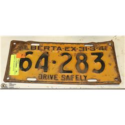 ALBERTA 1940 LICENSE PLATE