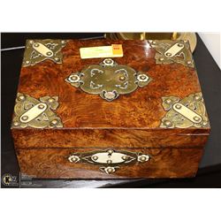 VINTAGE WOOD AND METAL ACCENTED BOX