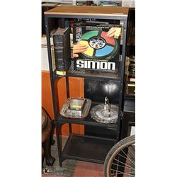 WOOD AND METAL SHELVING UNIT. FURNITURE