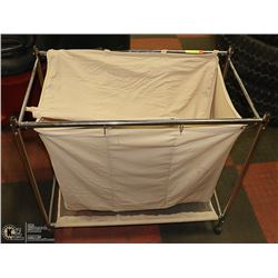 3 SECTION ROLLING LAUNDRY CART
