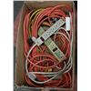 Image 1 : BOX OF ASSORTED ELECTRICAL CORDS AND POWER BARS
