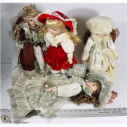 BOX OF 4 PORCELAIN DOLLS