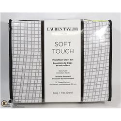 NEW LAUREN TAYLOR KING SIZE MICROFIBER SHEET SET