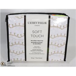 NEW LAUREN TAYLOR KING SIZE MICROFIBER SHEET SET