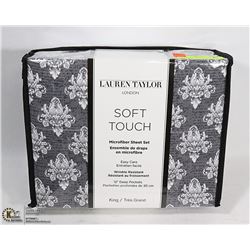 NEW LAUREN TAYLOR KING SIZE MICROFIBER SHEET SET