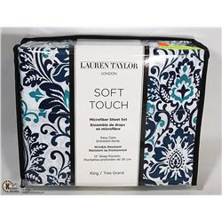 NEW LAUREN TAYLOR KING SIZE MICROFIBER SHEET SET