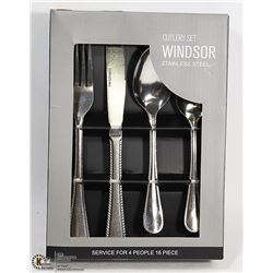 NEW 16PC WINDSOR STAINLESS STEEL CUTLERY SET