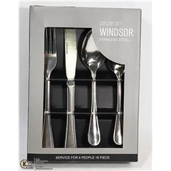 NEW 16PC WINDSOR STAINLESS STEEL CUTLERY SET