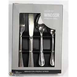 NEW 16PC WINDSOR STAINLESS STEEL CUTLERY SET