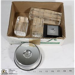 LOT OF 3 LASER ETCHED CRYSTAL BLOCKS