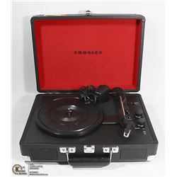 BLACK CROSLEY P;ROTABLE RECORD PLAYER, 14 X 4-1/2