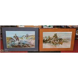 2 FRAMED & MATTED CHARLES RUSSELL PRINTS