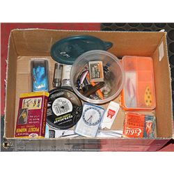 BOX OF FISHING TACKLE AND ACCESSORIES -